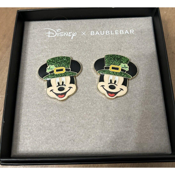 DISNEY X BAUBLEBAR Mickey Mouse ST. PATRICKS DAY‎ 🍀 Earrings~NIB~ - Picture 1 of 2